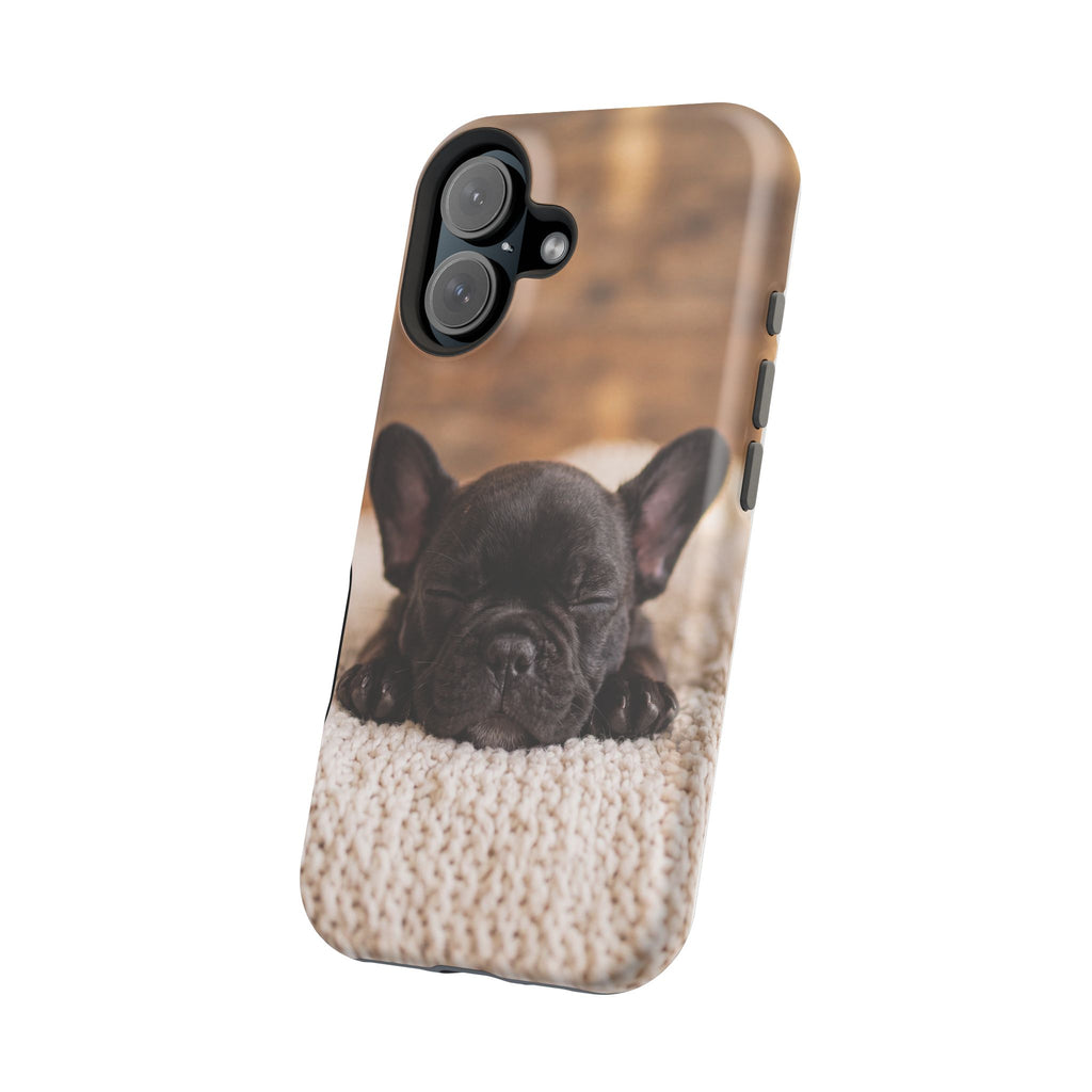 Sleepy French Bulldog Phone Case — Impact-Resistant Wireless Charging Cover