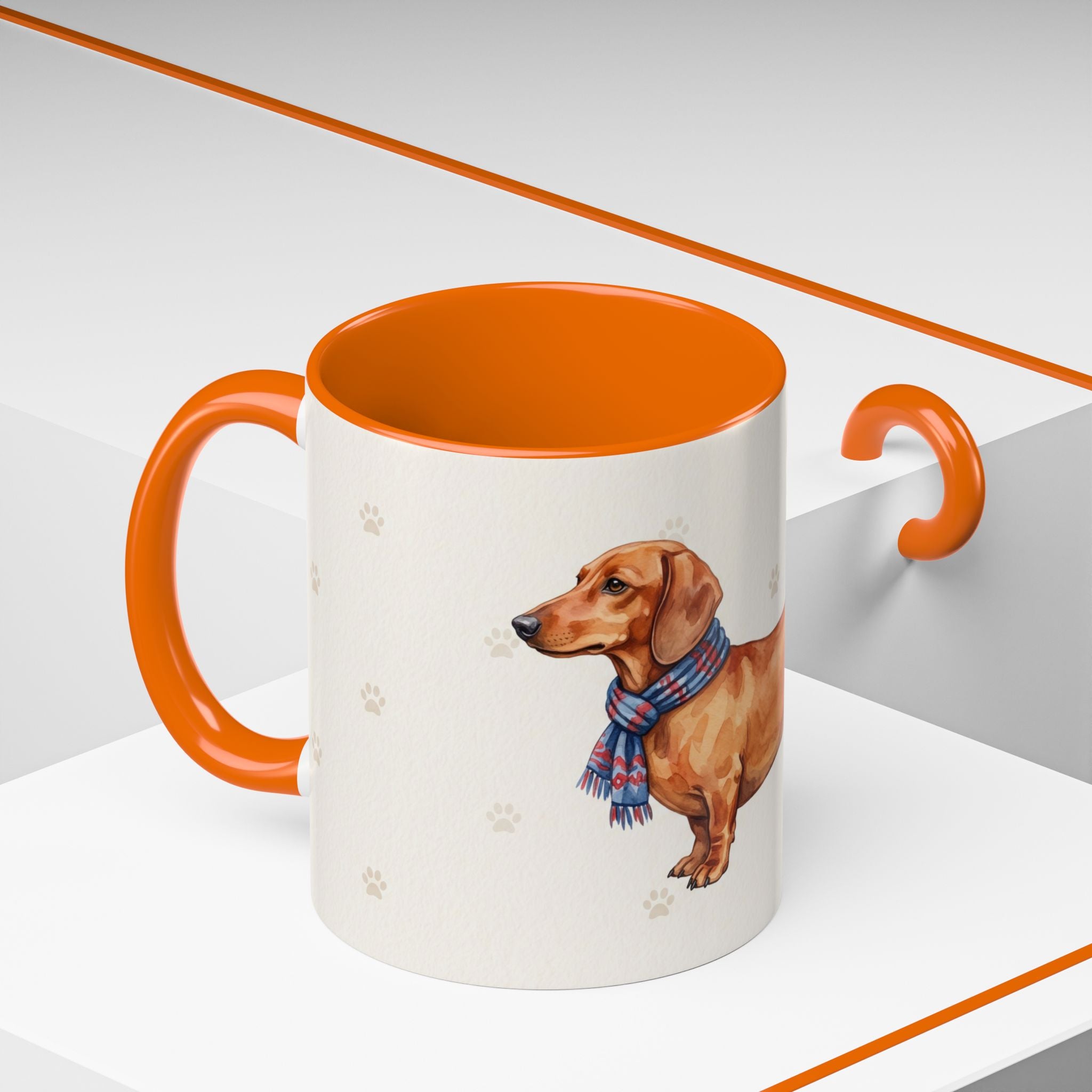 Dachshund Lover Mug – Wiener Dog with Scarf, Cute Watercolor Dachshund Gift Mug
