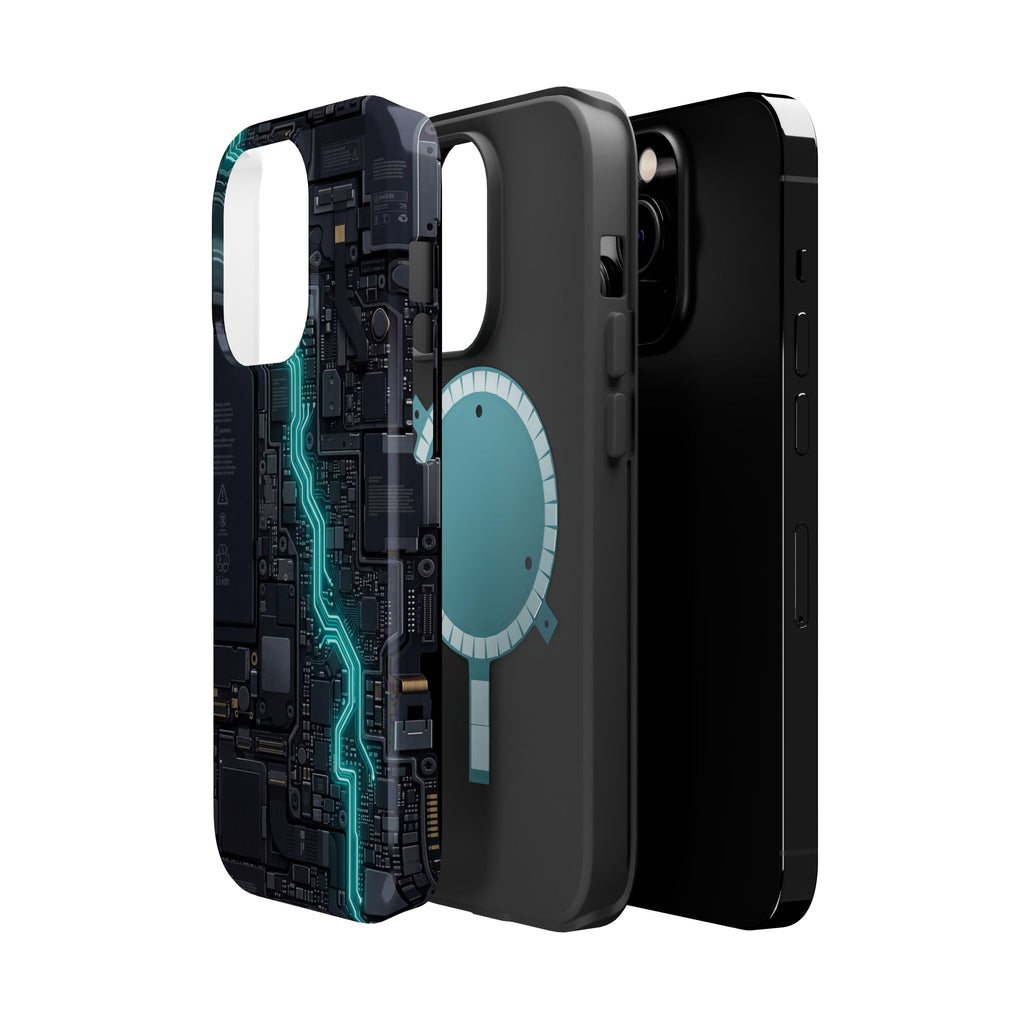 Cyan Bolt Electrician Phone Case — Electric Circuit Wireless Charging Cover
