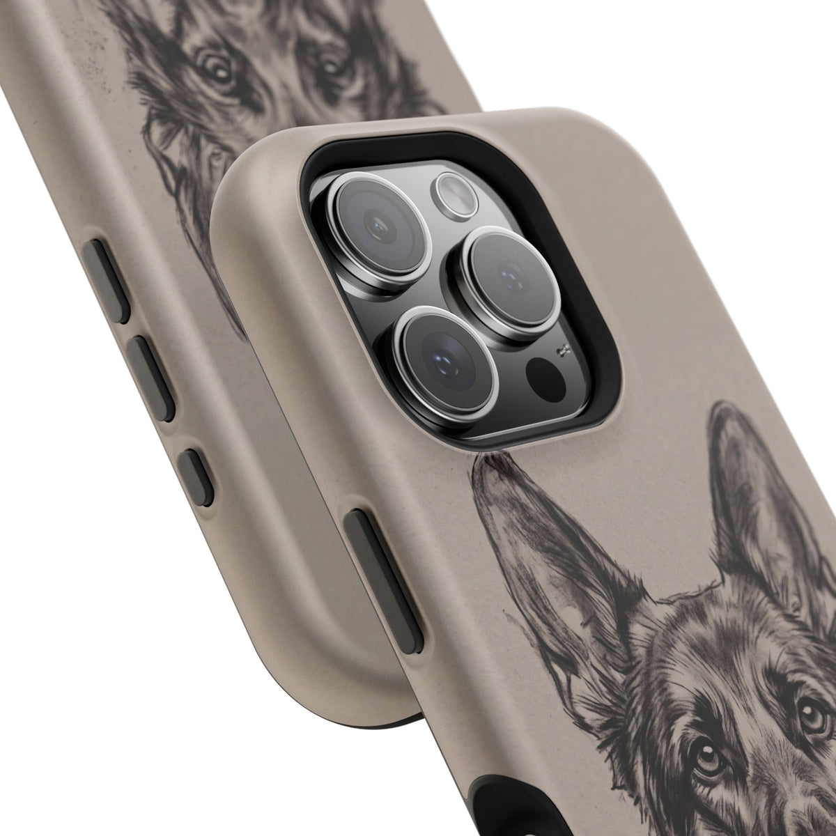 German Shepherd Phone Case | Charcoal Sketch Art — Tough Magnetic Case with Wireless Charging