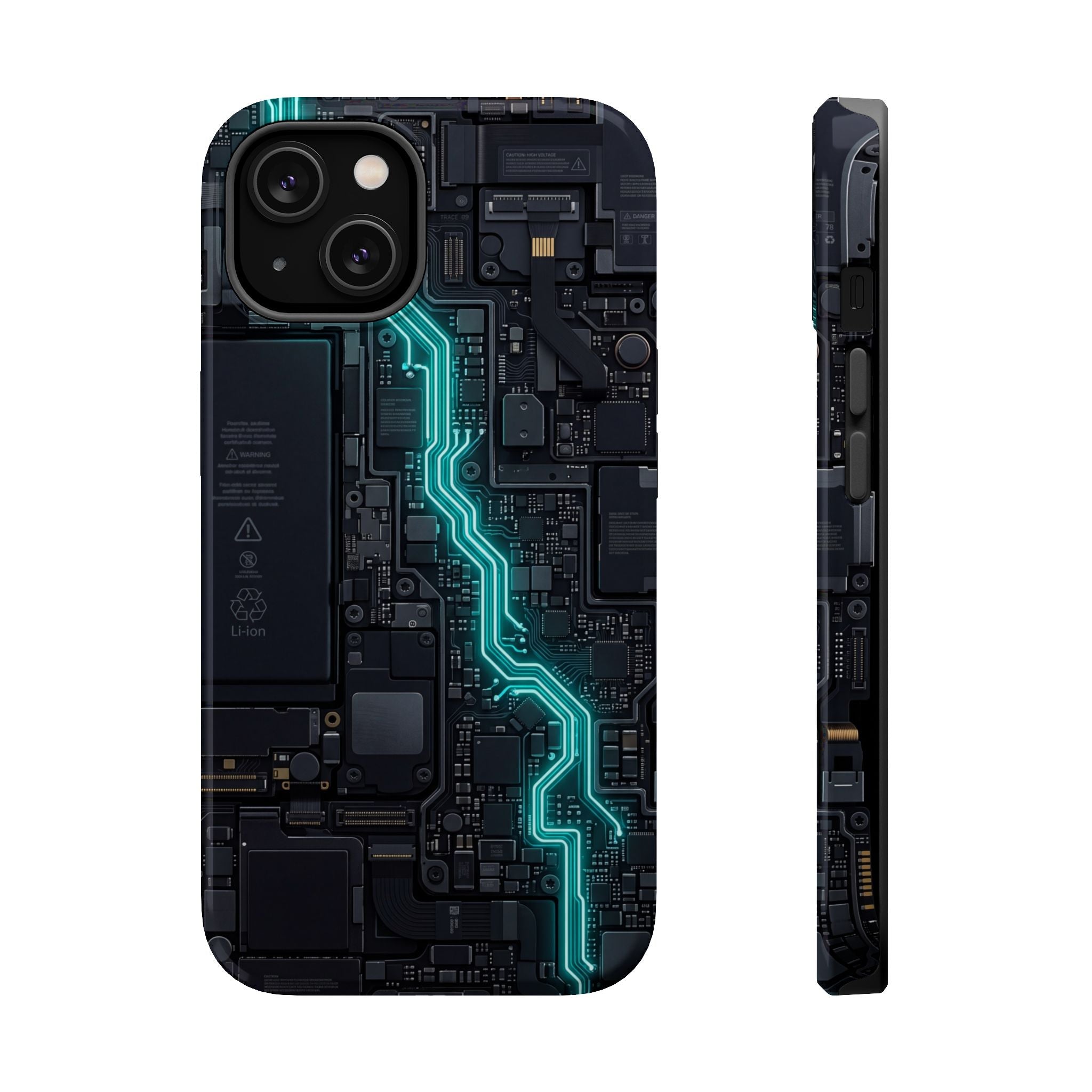 Cyan Bolt Electrician Phone Case — Electric Circuit Wireless Charging Cover