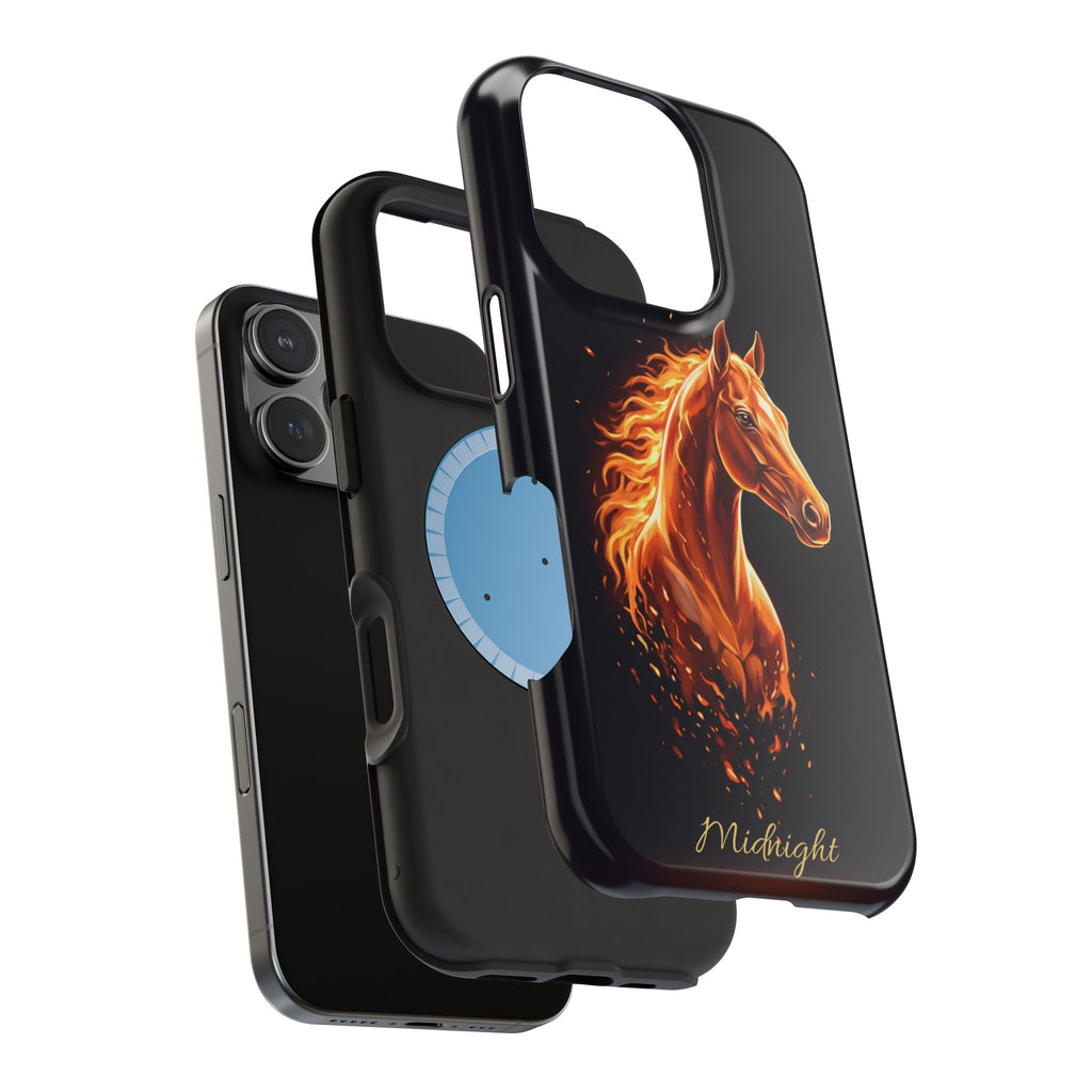 Personalized Fire & Ember Horse Phone Case — Tough Magnetic Case with Wireless Charging