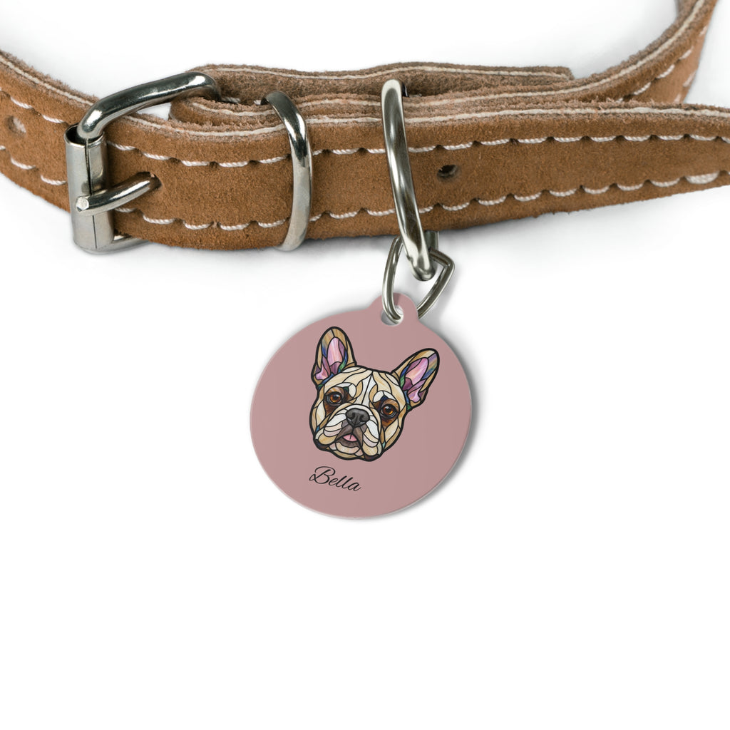 Personalized French Bulldog Peeking Pet Tag – Custom Photo & Name Tag