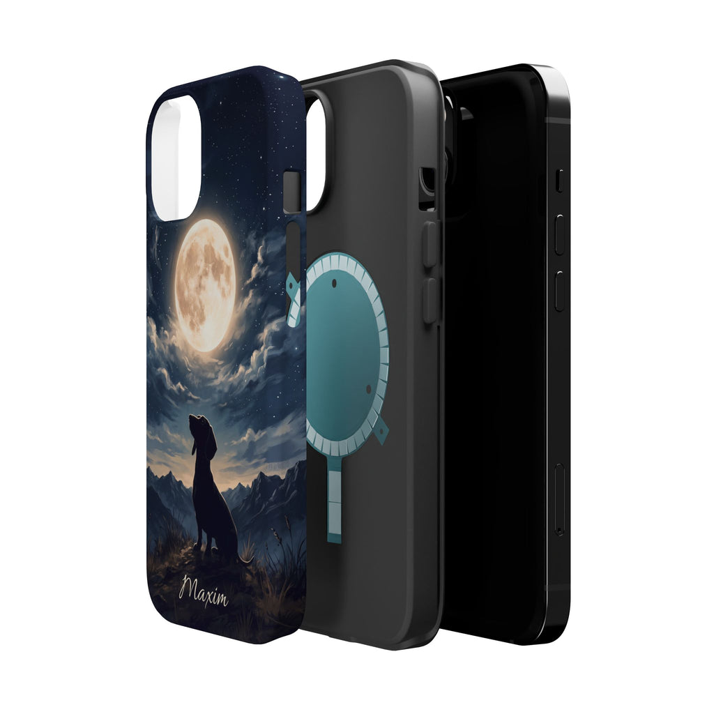 Personalized Dachshund Moonlight Phone Case — Wireless Charging Cover