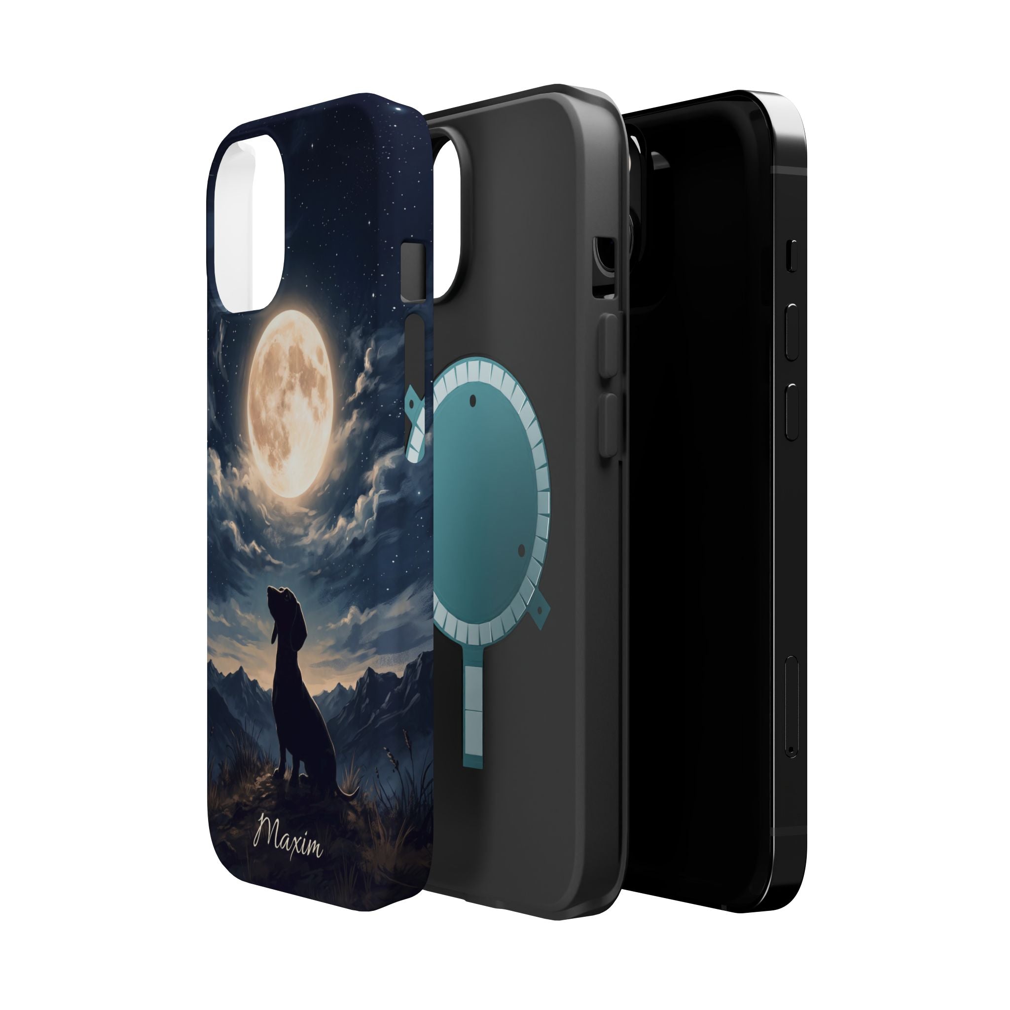 Personalized Dachshund Moonlight Phone Case — Wireless Charging Cover