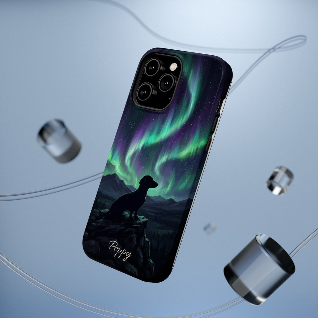 Personalized Dachshund Northern Lights Phone Case — Wireless Charging Cover