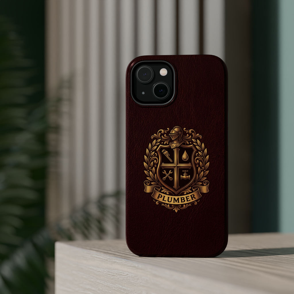 Plumber Crest Phone Case — Heraldic Shield Design Wireless Charging Cover