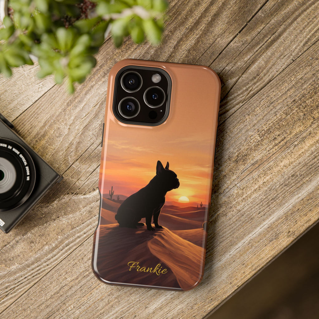 Personalized French Bulldog Desert Sunset Phone Case — Wireless Charging Cover