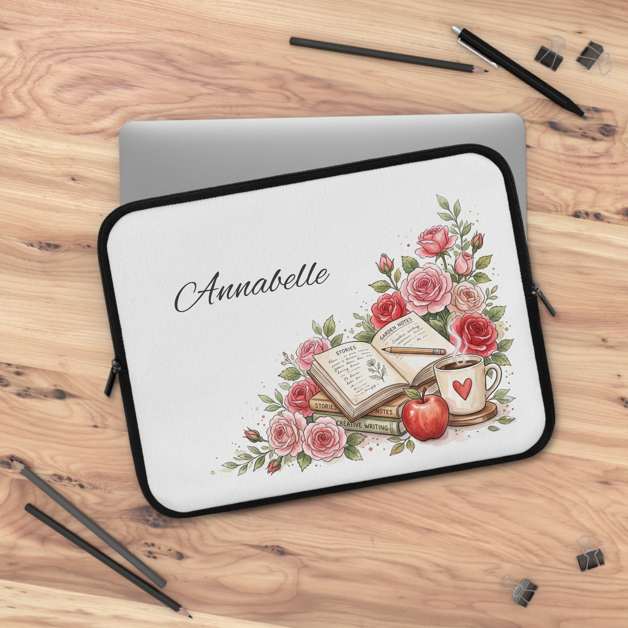 Personalized Teacher Laptop Sleeve | Custom Name Floral Watercolor Laptop Case | Teacher Appreciation Gift