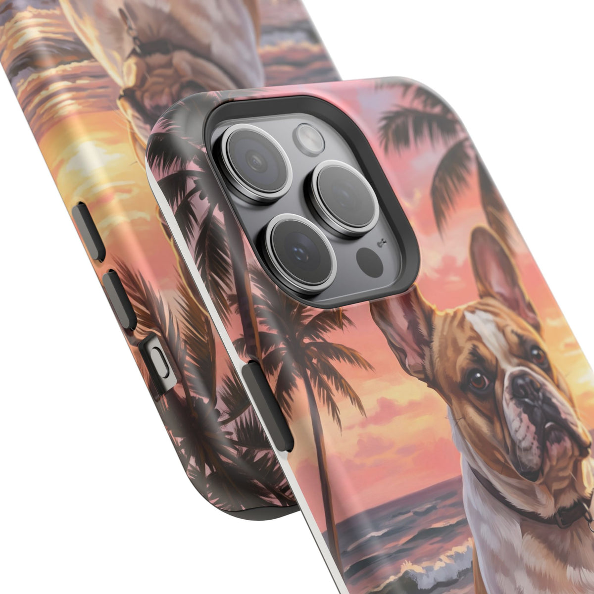 Personalized French Bulldog Beach Portrait Phone Case — Wireless Charging Cover