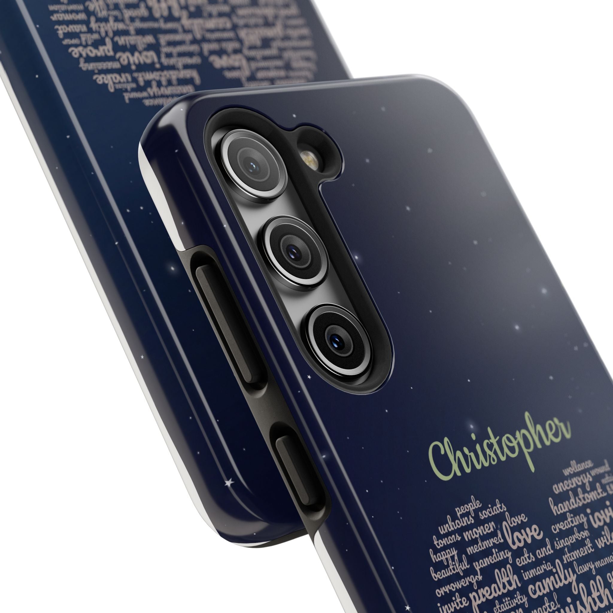 Personalized Teacher Heart Word Cloud Phone Case — Custom Name Starry Design