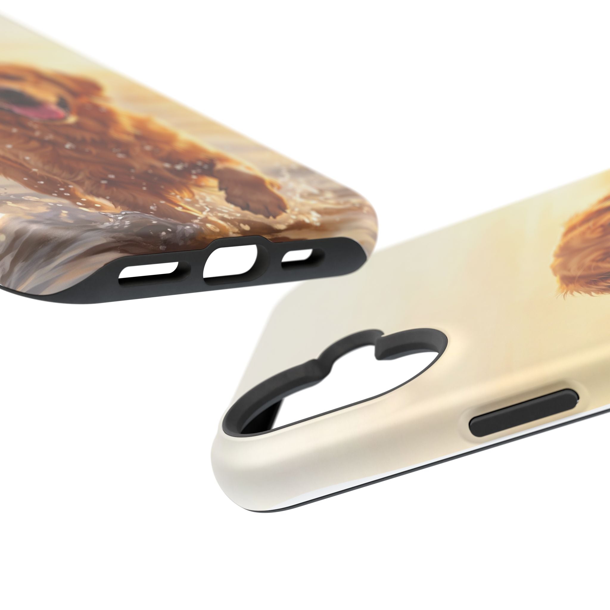 Beach Golden Retriever Phone Case — Impact-Resistant Wireless Charging Cover