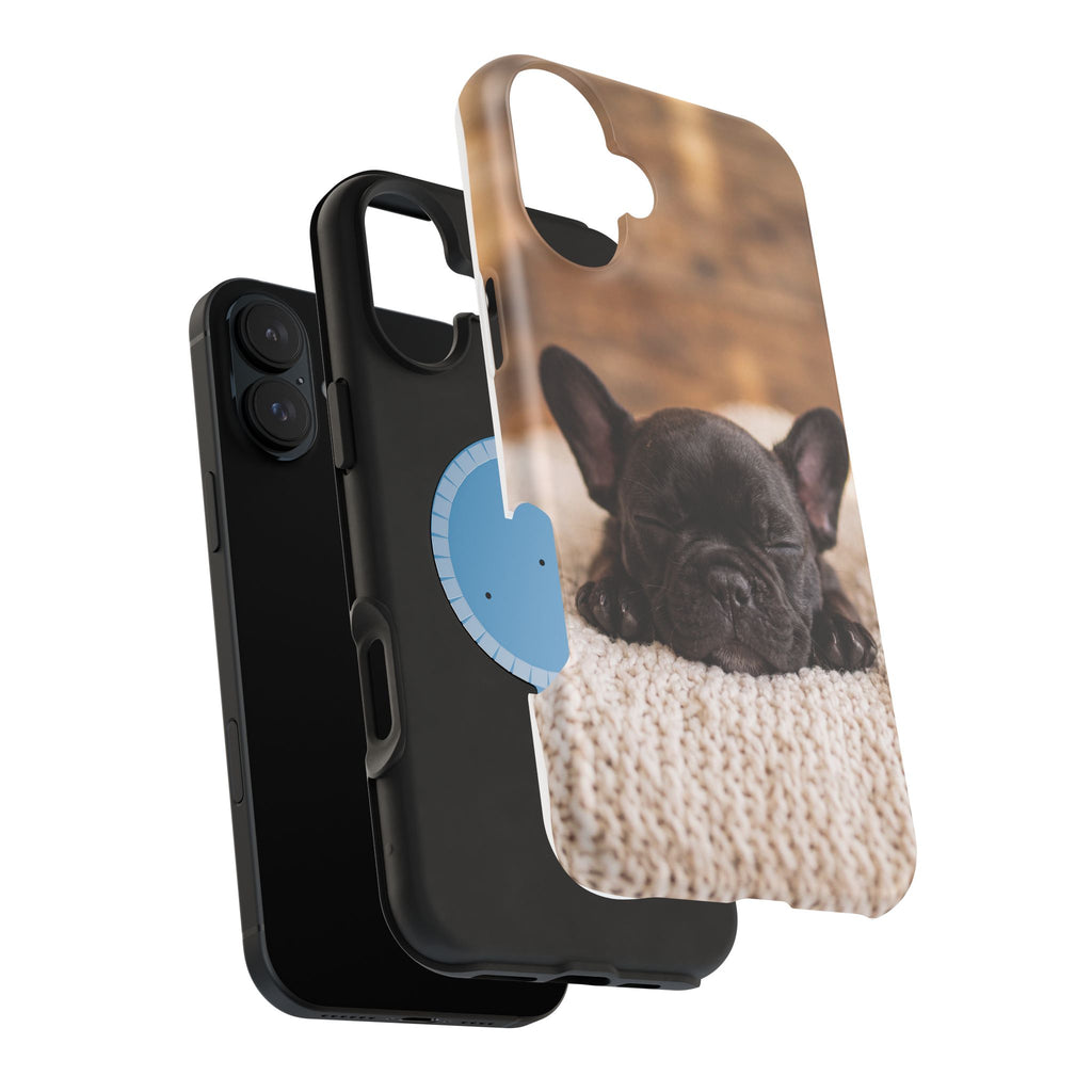 Sleepy French Bulldog Phone Case — Impact-Resistant Wireless Charging Cover
