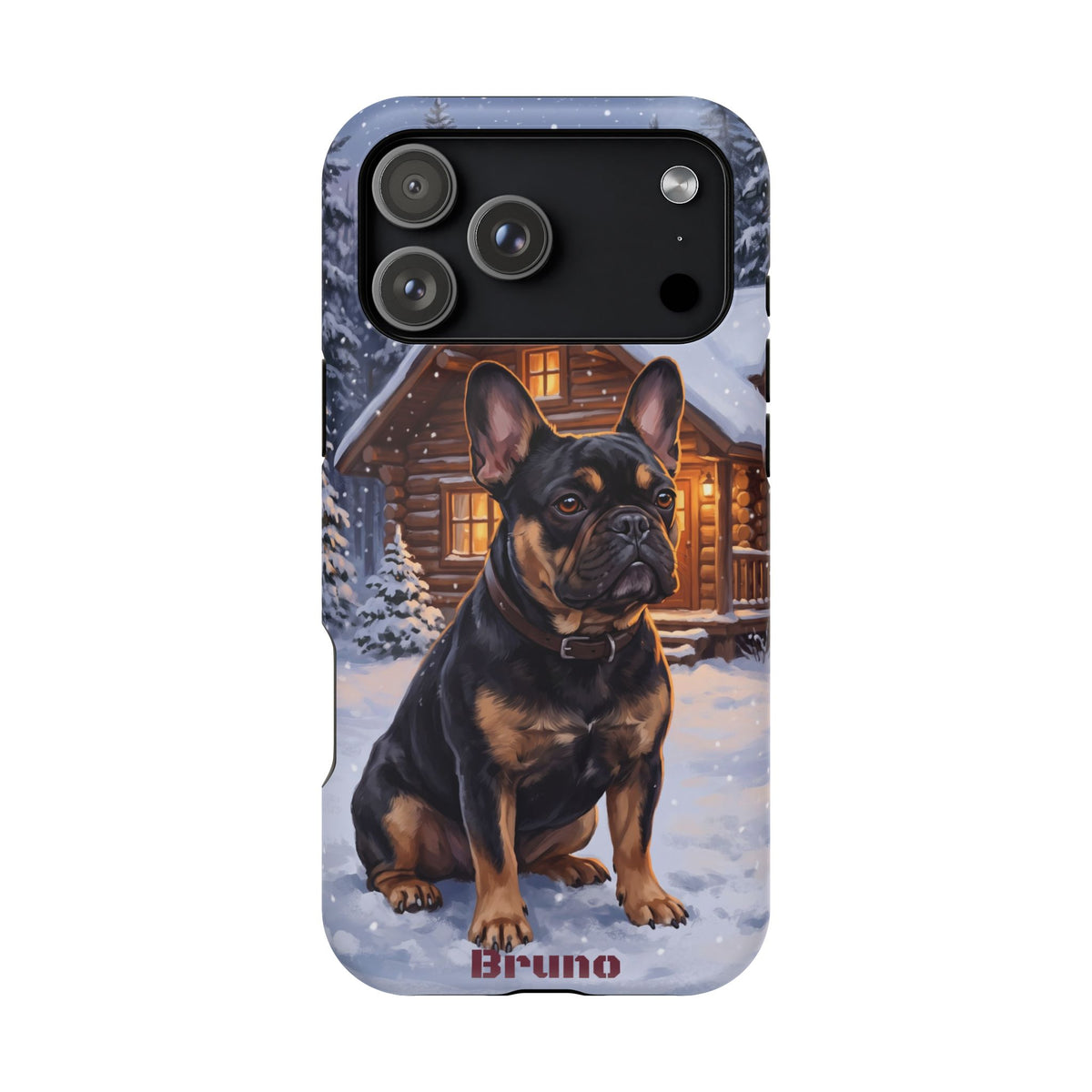 Personalized French Bulldog Cozy Cabin Phone Case — Wireless Charging Cover