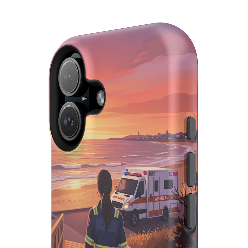 Sunset Boardwalk Personalized Paramedic Phone Case — Wireless Charging Cover