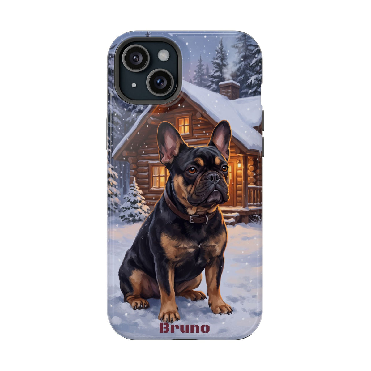 Personalized French Bulldog Cozy Cabin Phone Case — Wireless Charging Cover