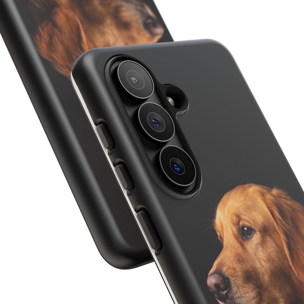 Golden Retriever Portrait Phone Case | Realistic Dog Photo on Black Background | iPhone & Samsung