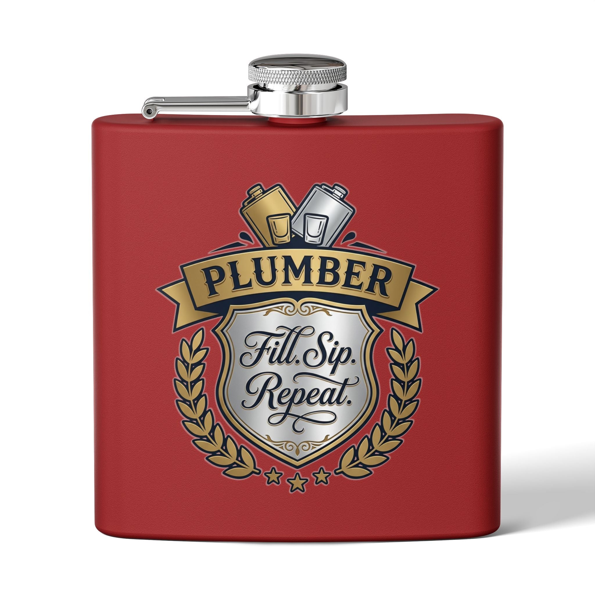 Flask — "Fill. Sip. Repeat." 6oz Stainless Steel Hip Flask