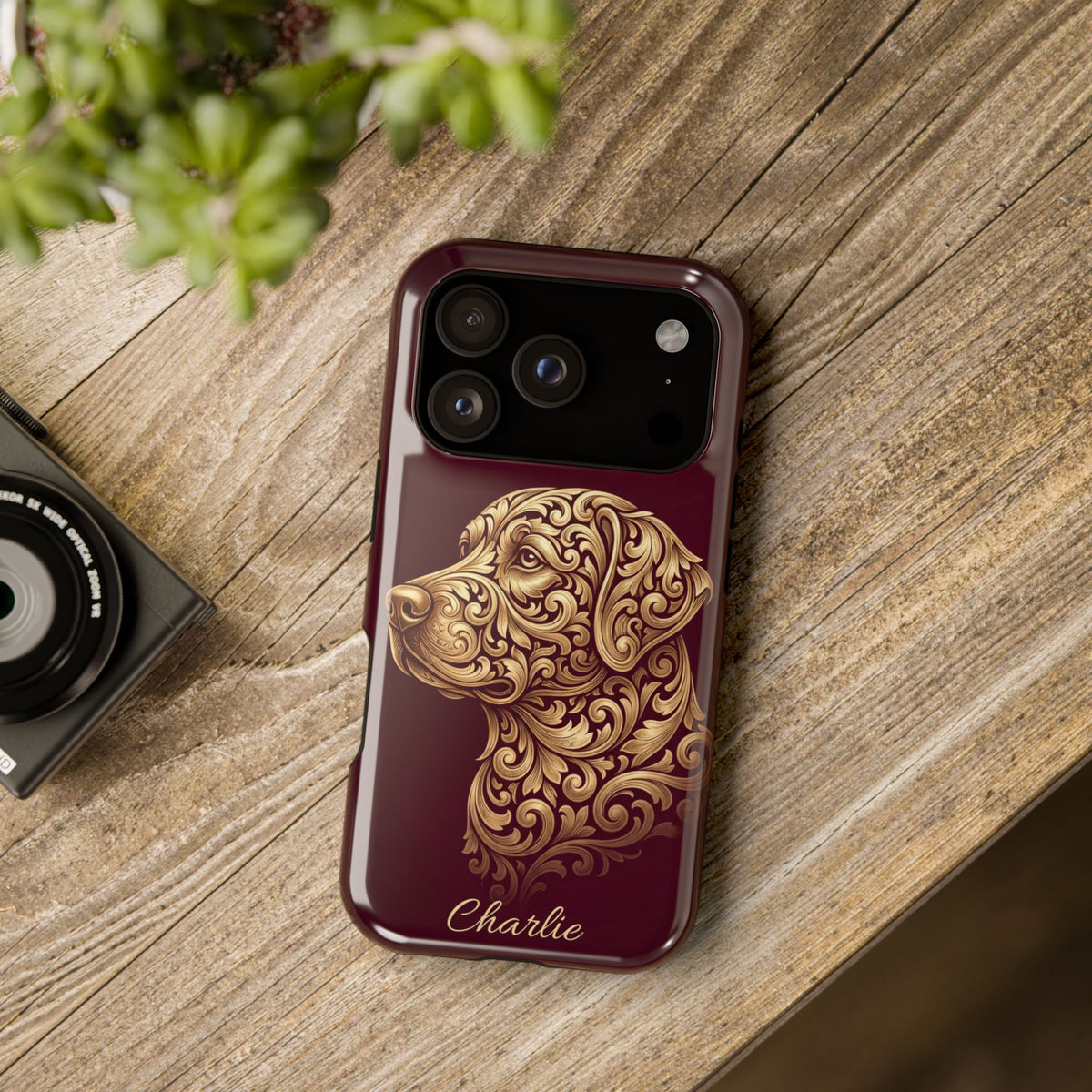 Personalized Gold Filigree Labrador Phone Case — Tough Magnetic Case with Wireless Charging