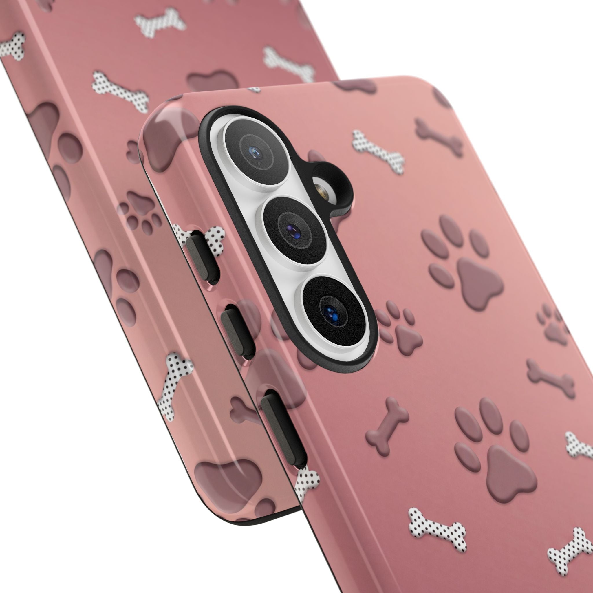 iPhone & Samsung Phone Case | Paw Print & Bone  | Dusty Rose Pattern Case for Frenchie Lovers