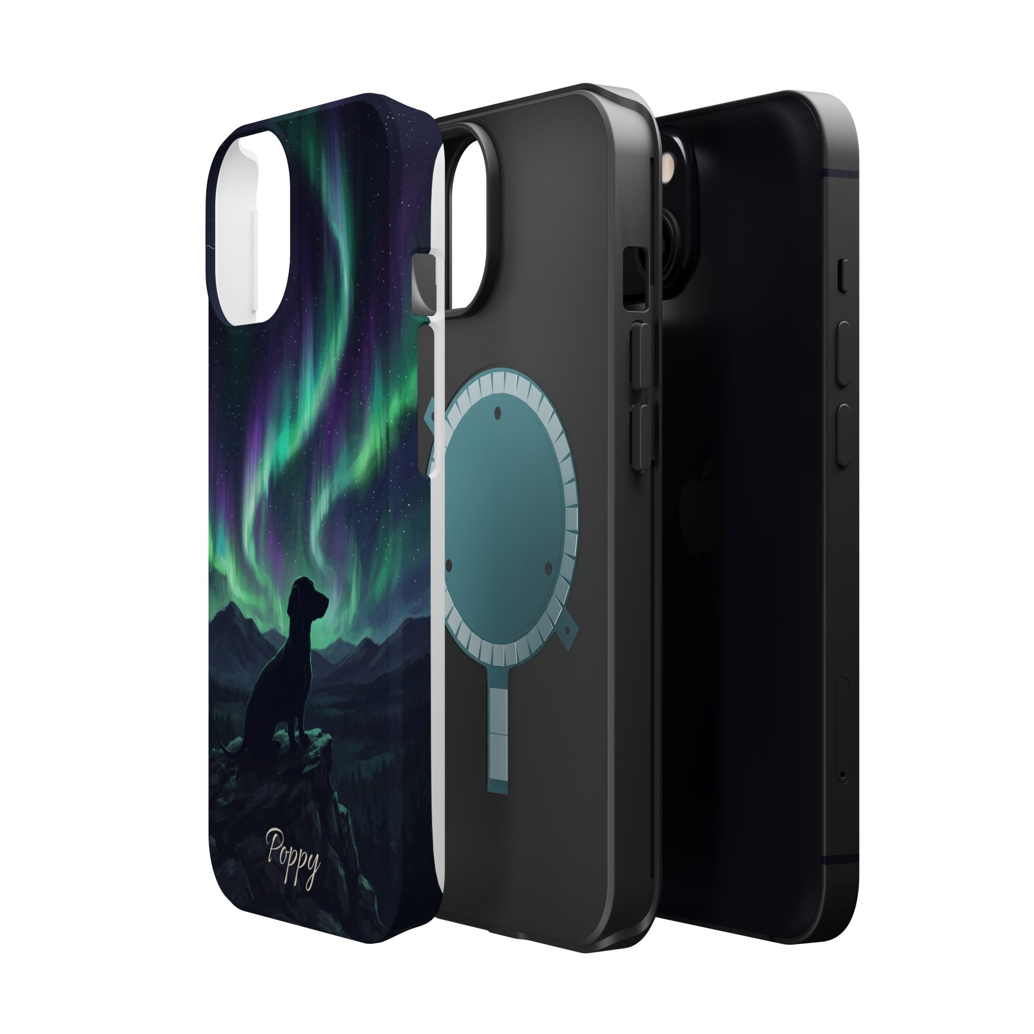Personalized Dachshund Northern Lights Phone Case — Wireless Charging Cover