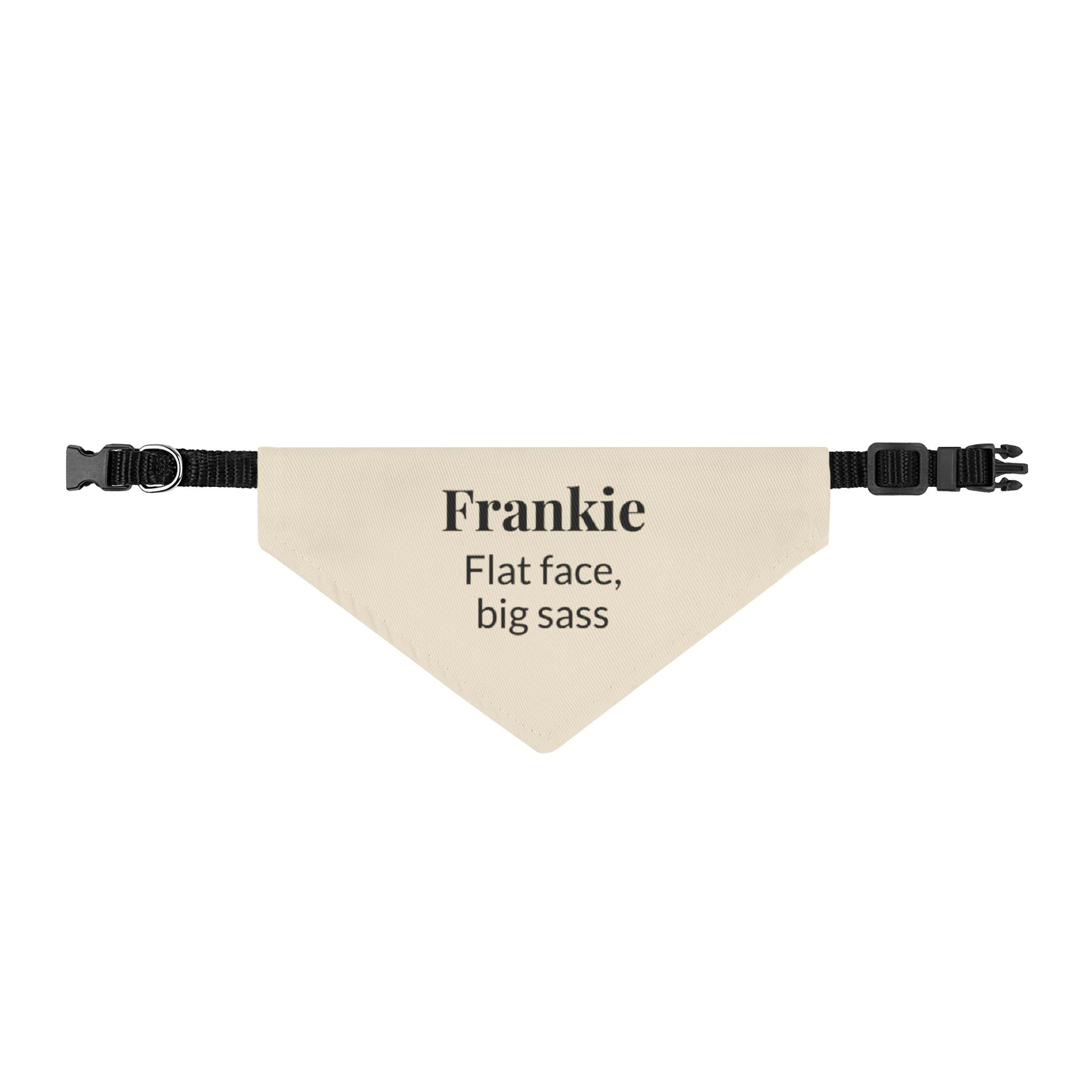 Personalized French Bulldog Bandana | Custom Name Pet Bandana | Warm Cream Flat Face Big Sass Dog Bandana