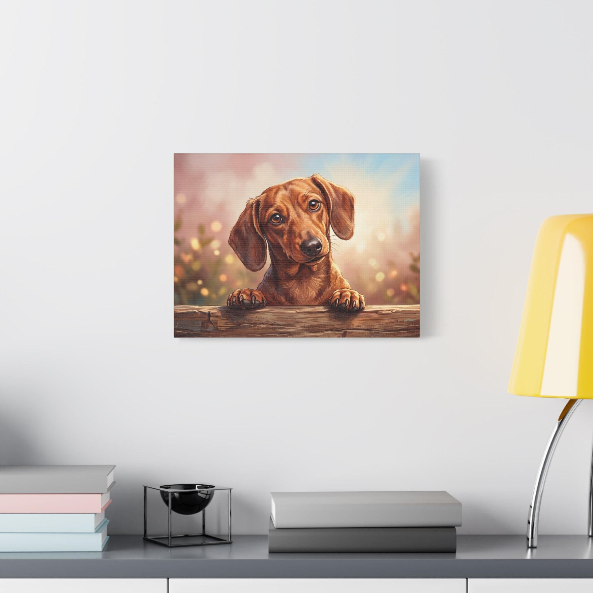 Dachshund Canvas Art – Cute Puppy Portrait Matte Stretched Wall Decor