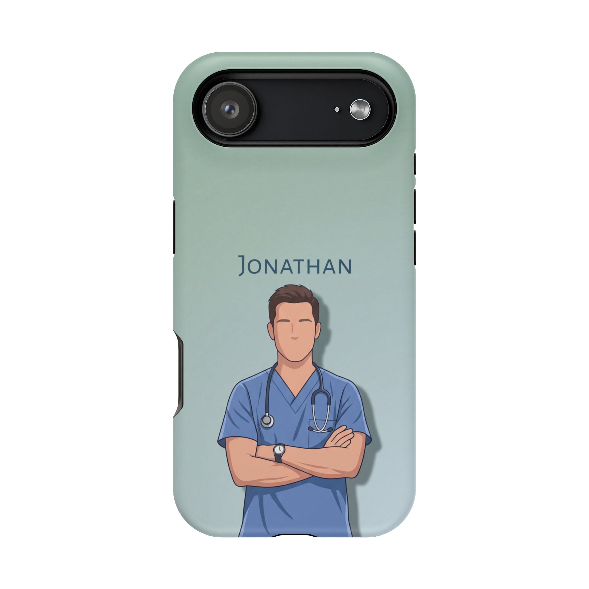 Personalized Nurse Portrait Phone Case — Impact-Resistant Wireless Charging Cover