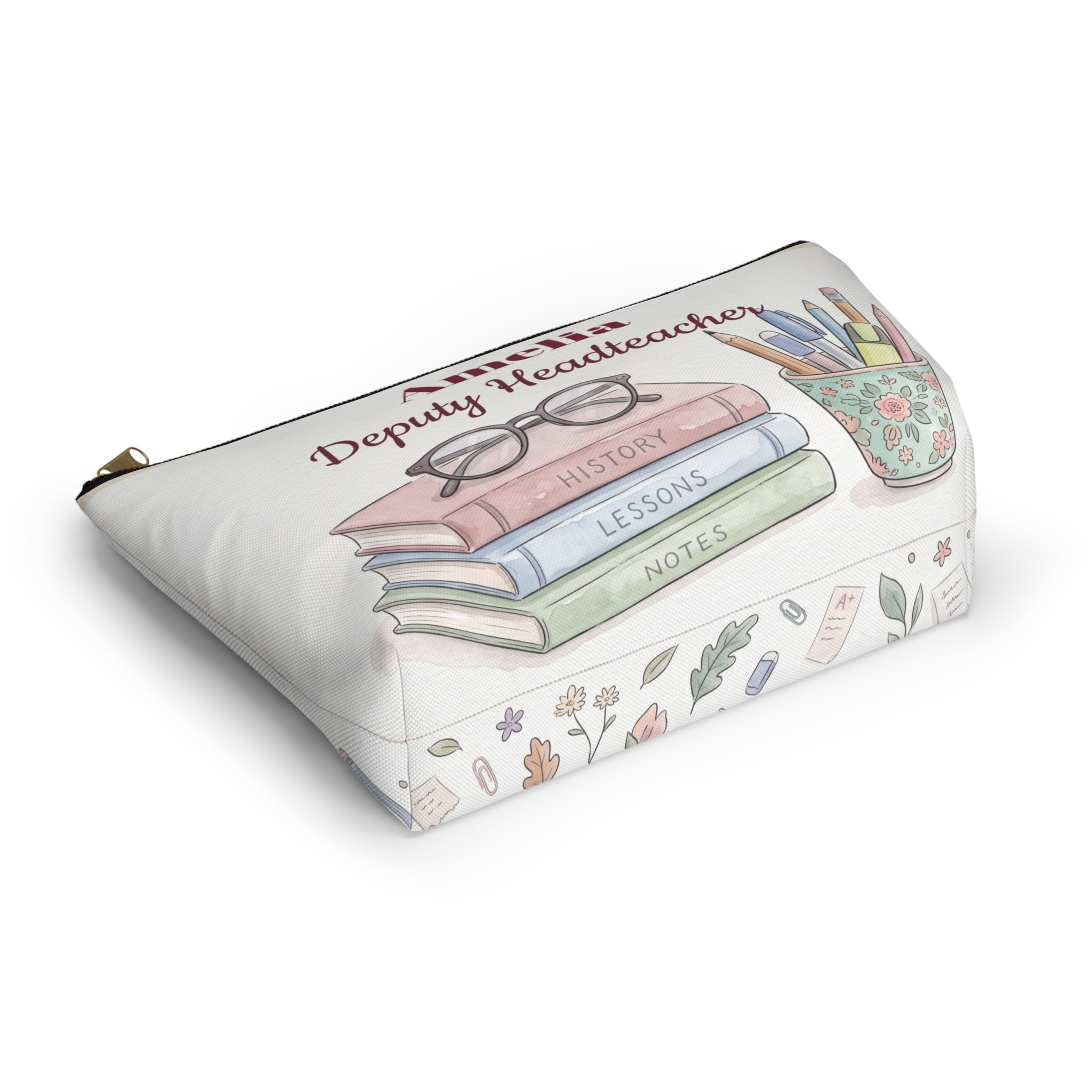 Personalized Teacher Gift Pouch – Custom Name Cosmetic Bag for Headteachers & Teachers