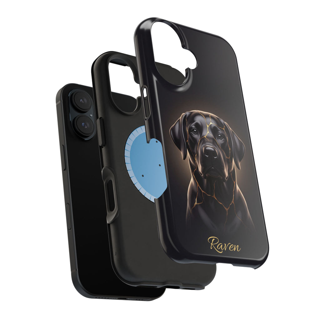 Personalized Obsidian Kintsugi Labrador Phone Case — Tough Magnetic Case with Wireless Charging