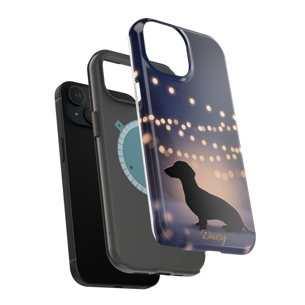 Personalized Dachshund Fairy Lights Phone Case — Wireless Charging Cover