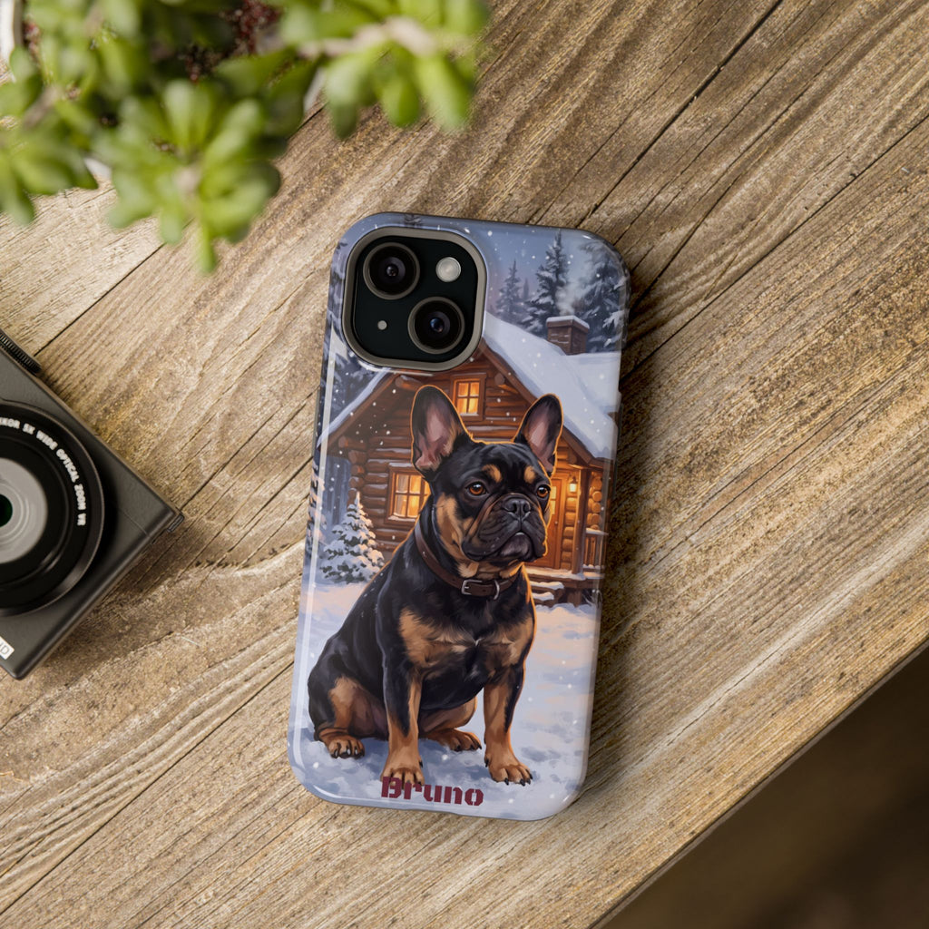 Personalized French Bulldog Cozy Cabin Phone Case — Wireless Charging Cover