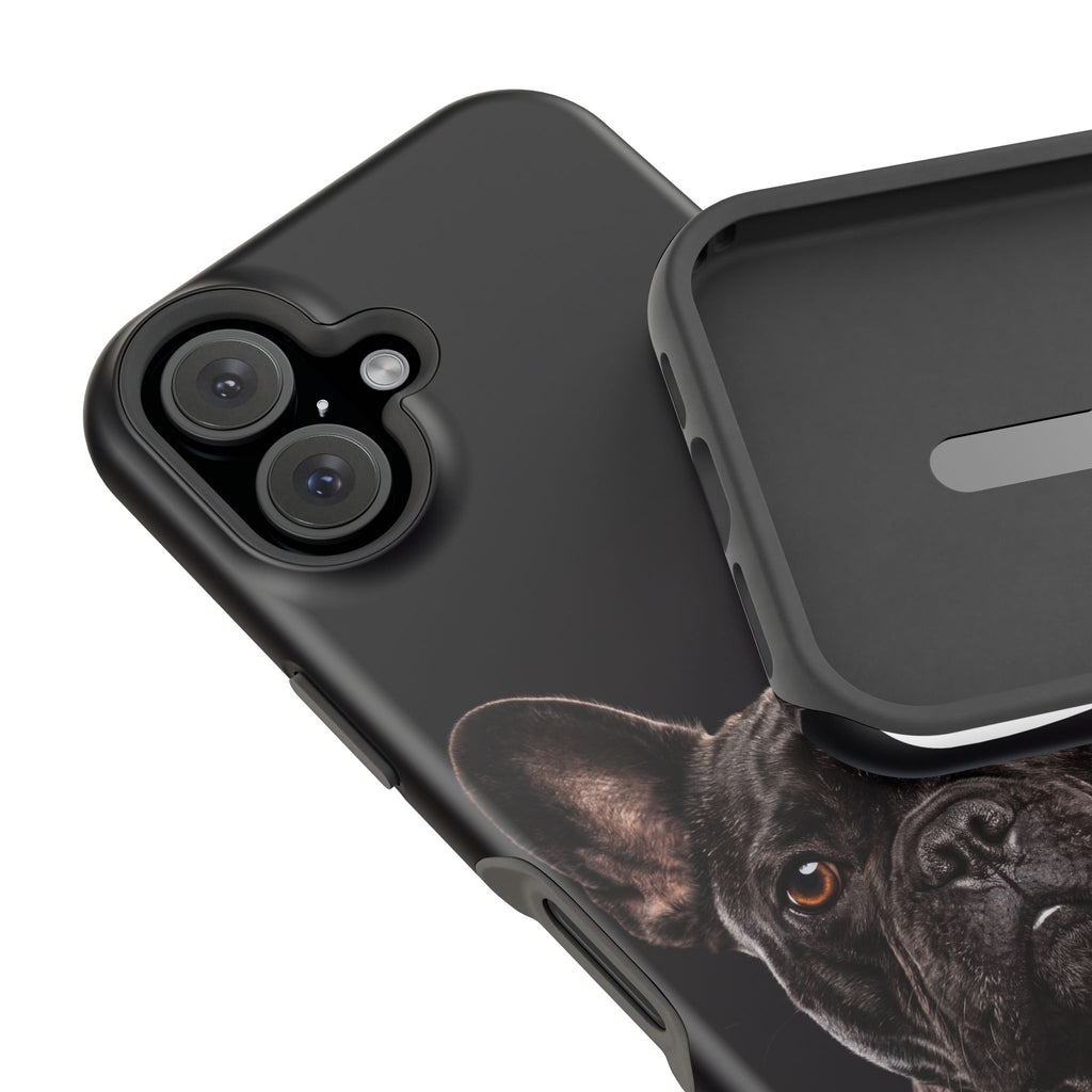 Black French Bulldog Phone Case — Impact-Resistant Wireless Charging Cover