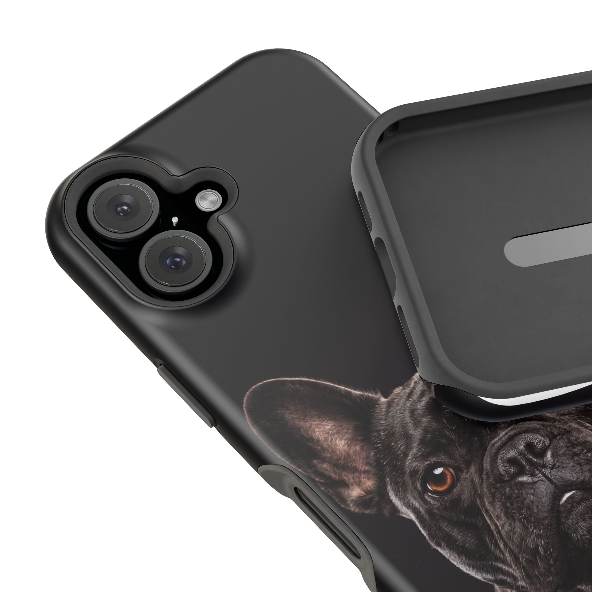 Black French Bulldog Phone Case — Impact-Resistant Wireless Charging Cover