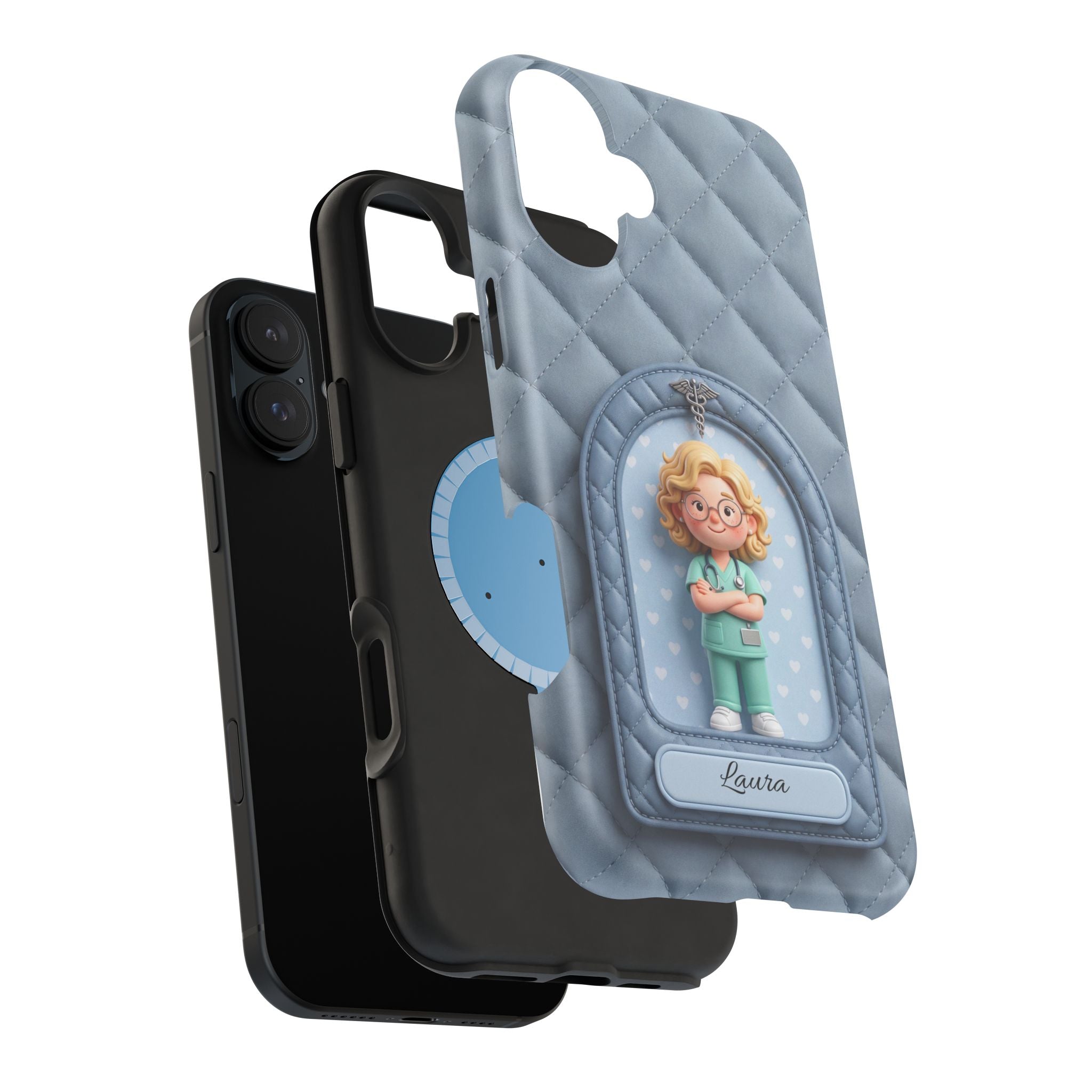 Personalized Quilted Nurse Phone Case — Wireless Charging Cover