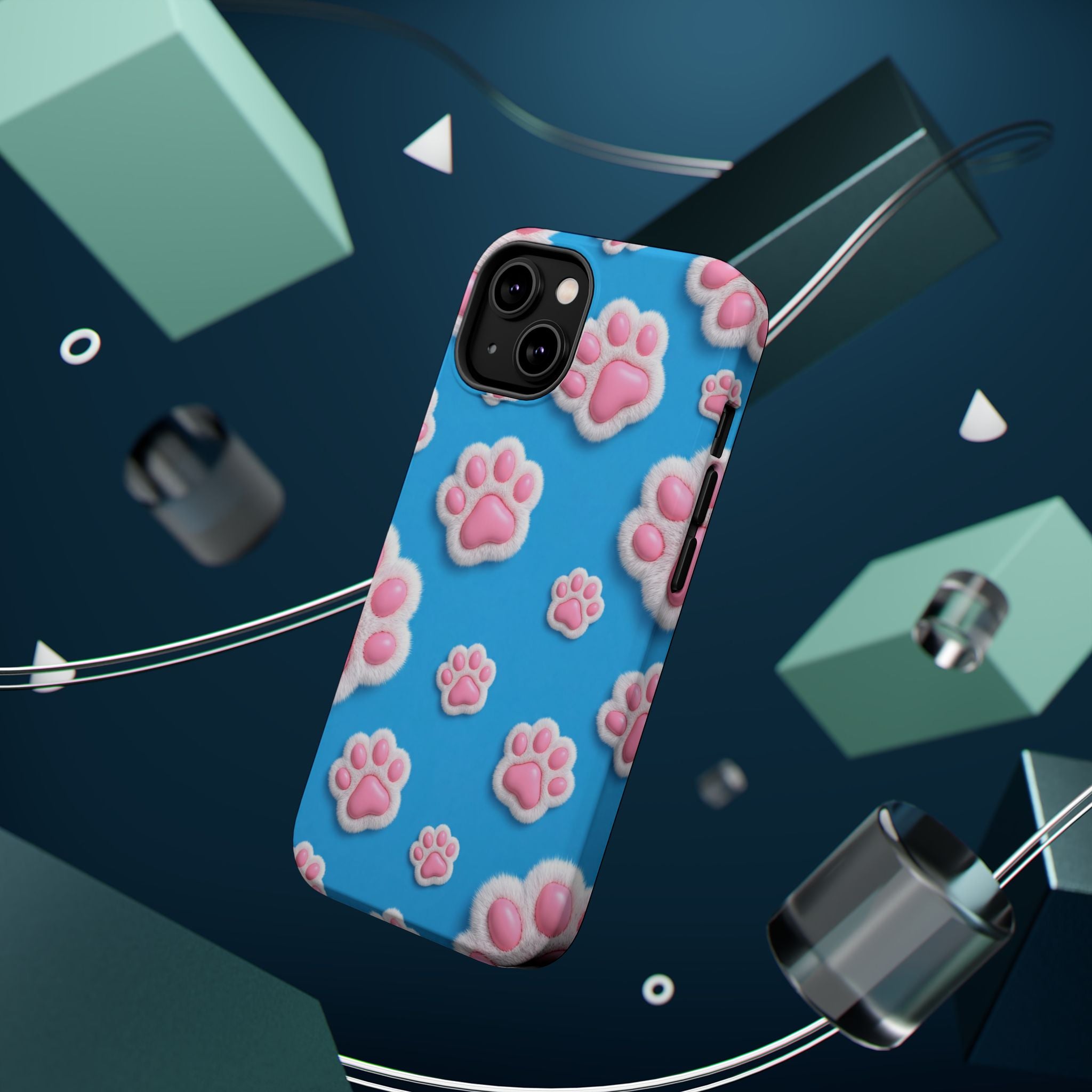 Fluffy Paw Print Phone Case | Cute 3D Pink Paw Pattern Case for Dog & Cat Lovers | iPhone & Samsung