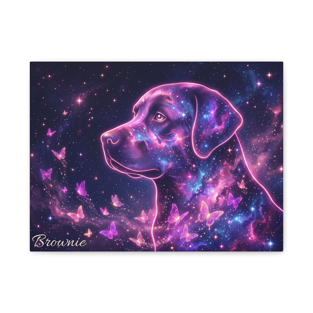 Labrador Personalized Canvas | Cosmic Galaxy Butterfly Wall Art