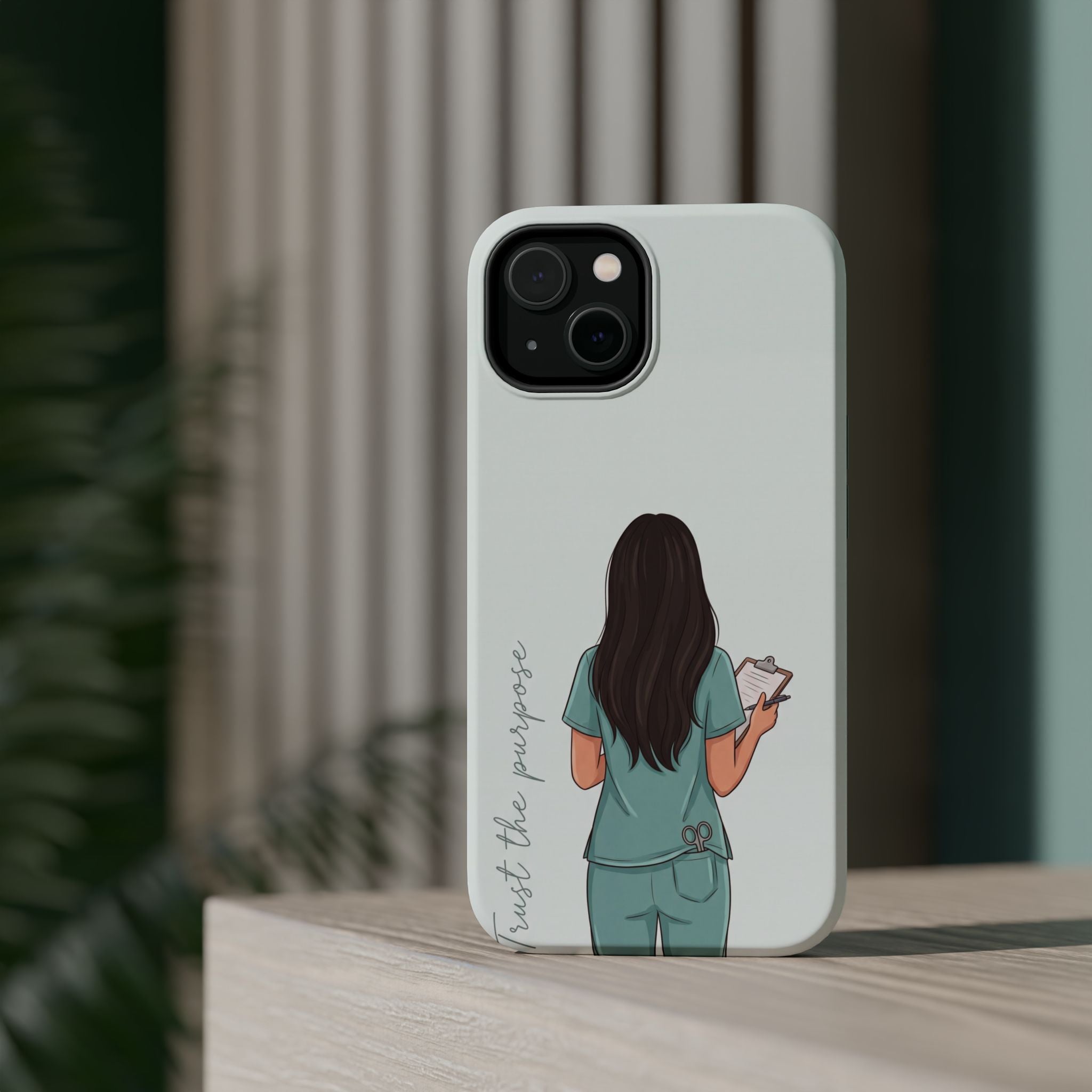 Nurse Illustration Phone Case — Impact-Resistant Wireless Charging Cover