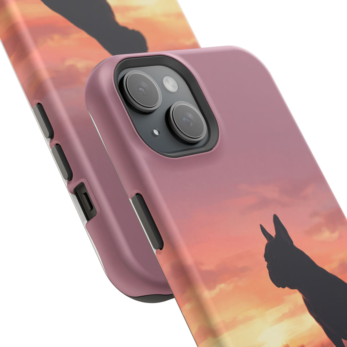Personalized French Bulldog City Skyline Sunset Phone Case — Wireless Charging Cover