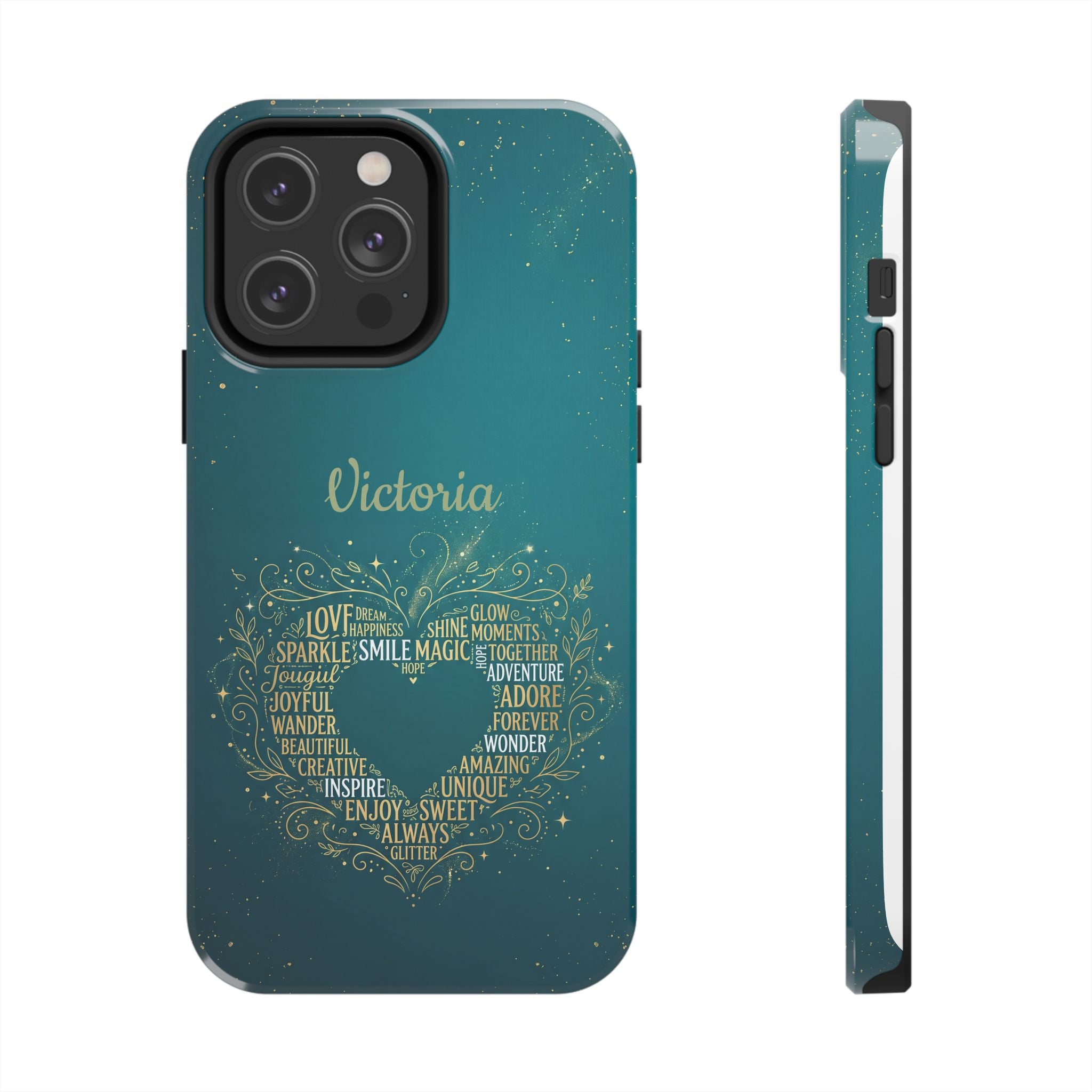 Personalized Teacher Phone Case — Custom Name Heart Word Art Design