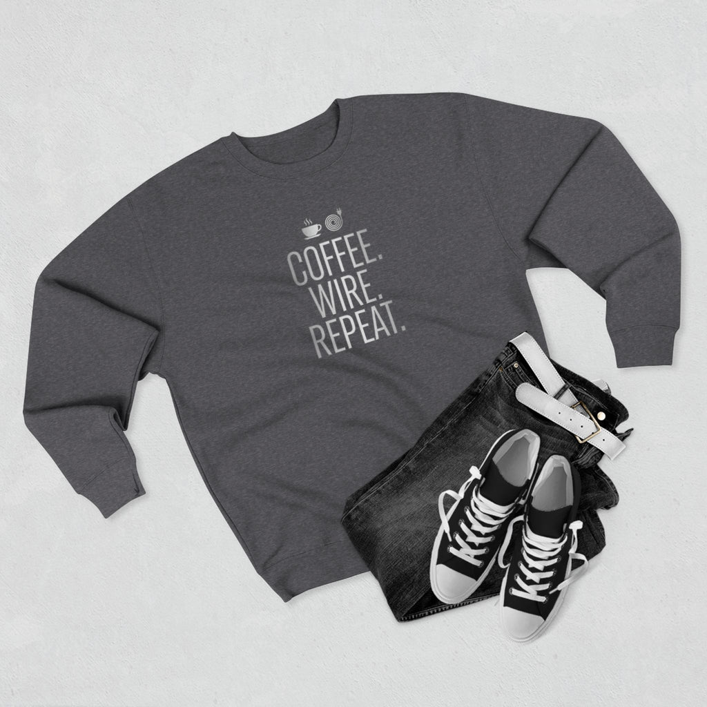 Coffee Wire Repeat Electrician Sweatshirt | Funny Electrician Gift Crewneck