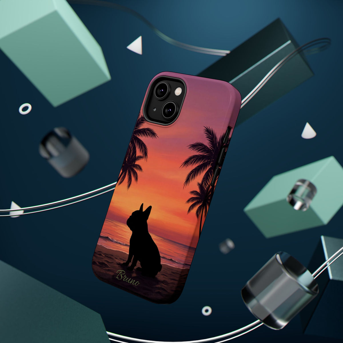 Personalized French Bulldog Tropical Beach Phone Case — Wireless Charging Cover