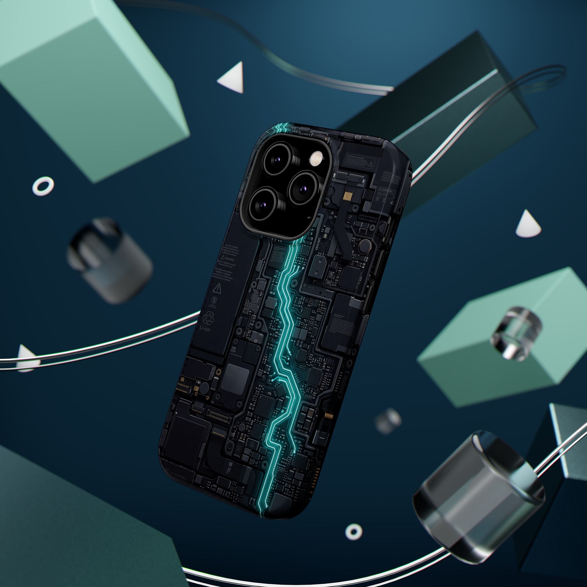 Cyan Bolt Electrician Phone Case — Electric Circuit Wireless Charging Cover