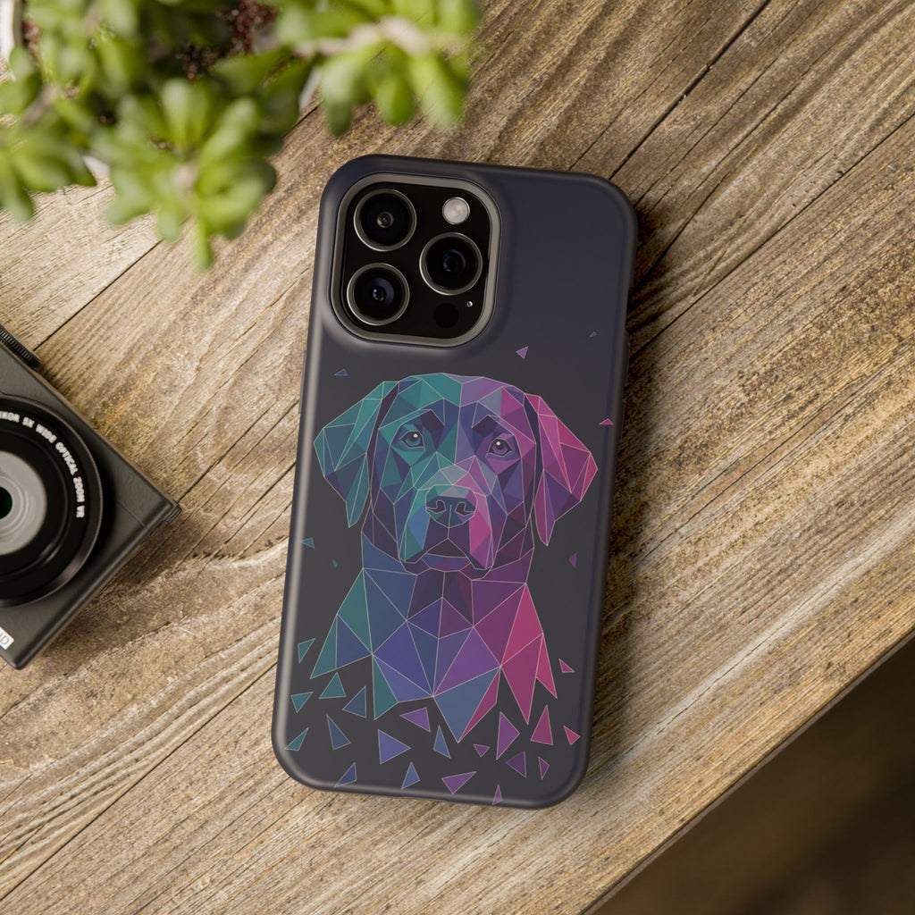 Geometric Labrador Phone Case — Tough Magnetic Case with Wireless Charging