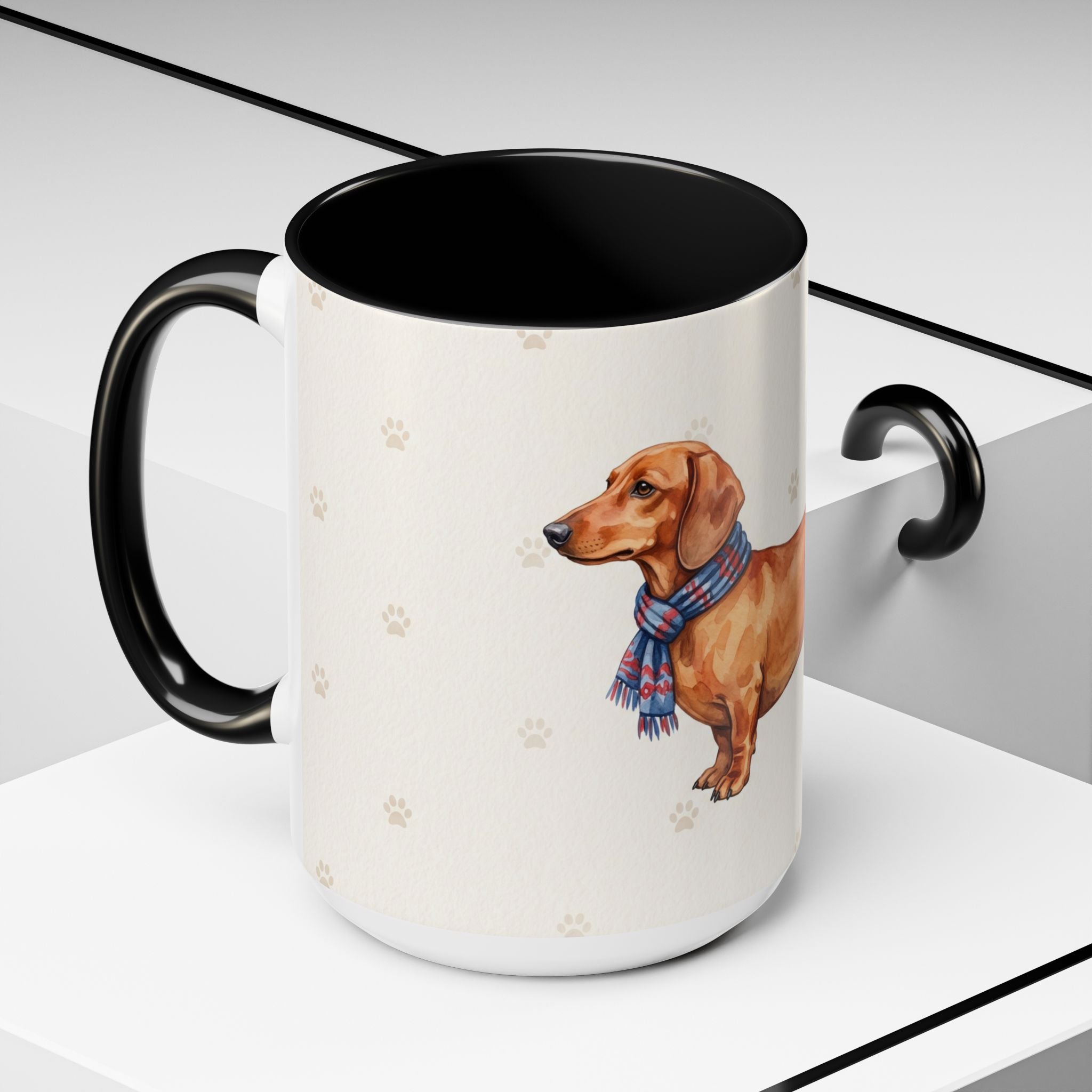 Dachshund Lover Mug – Wiener Dog with Scarf, Cute Watercolor Dachshund Gift Mug