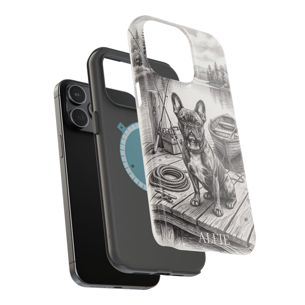 Personalized French Bulldog Lakeside Dock Phone Case — Wireless Charging Cover