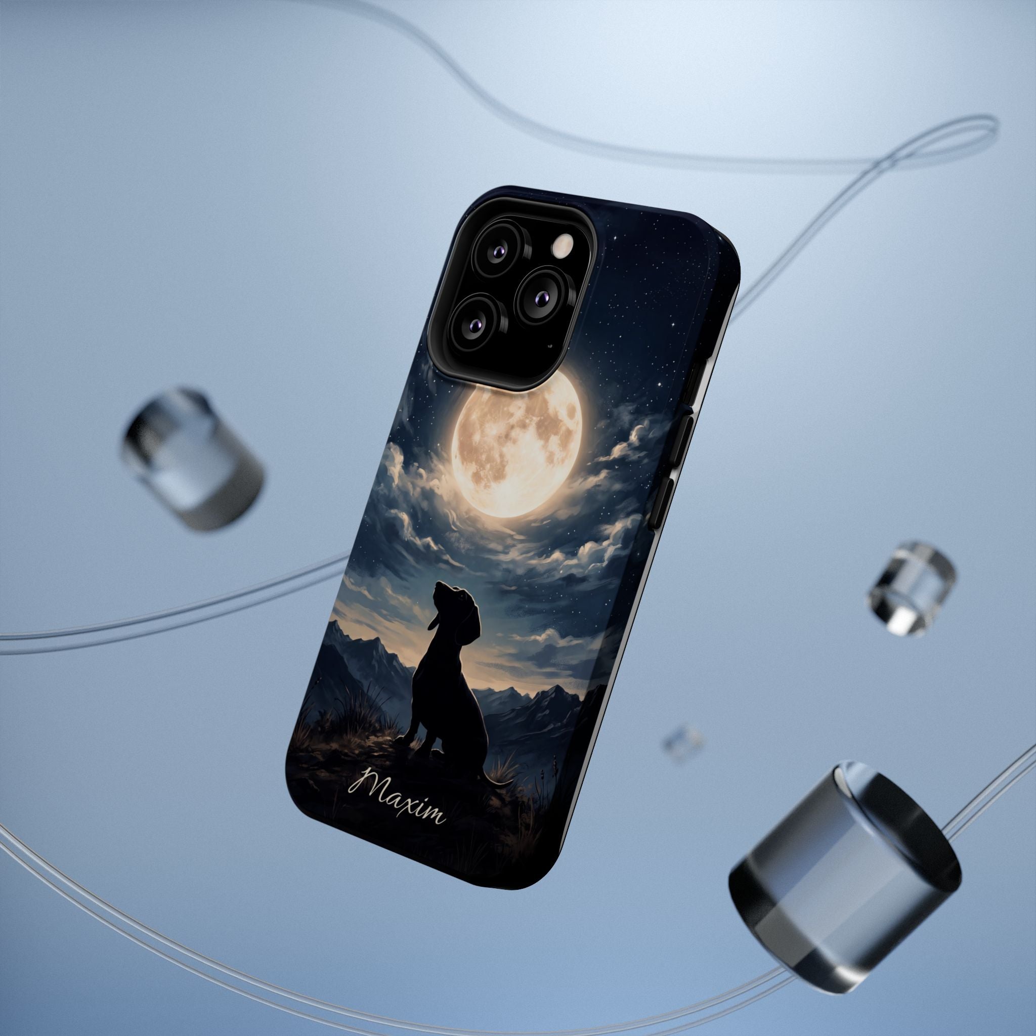 Personalized Dachshund Moonlight Phone Case — Wireless Charging Cover