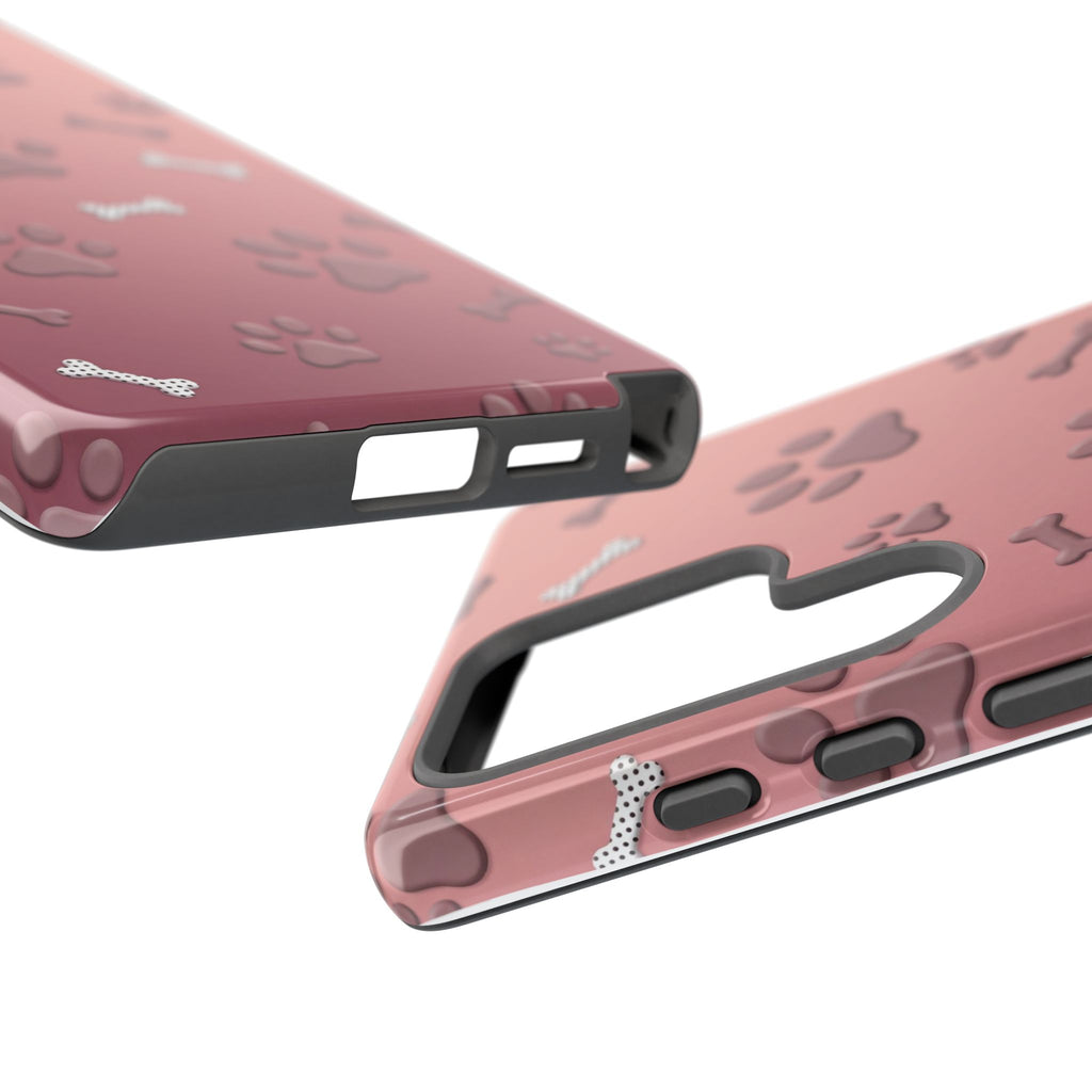 iPhone & Samsung Phone Case | Paw Print & Bone  | Dusty Rose Pattern Case for Frenchie Lovers