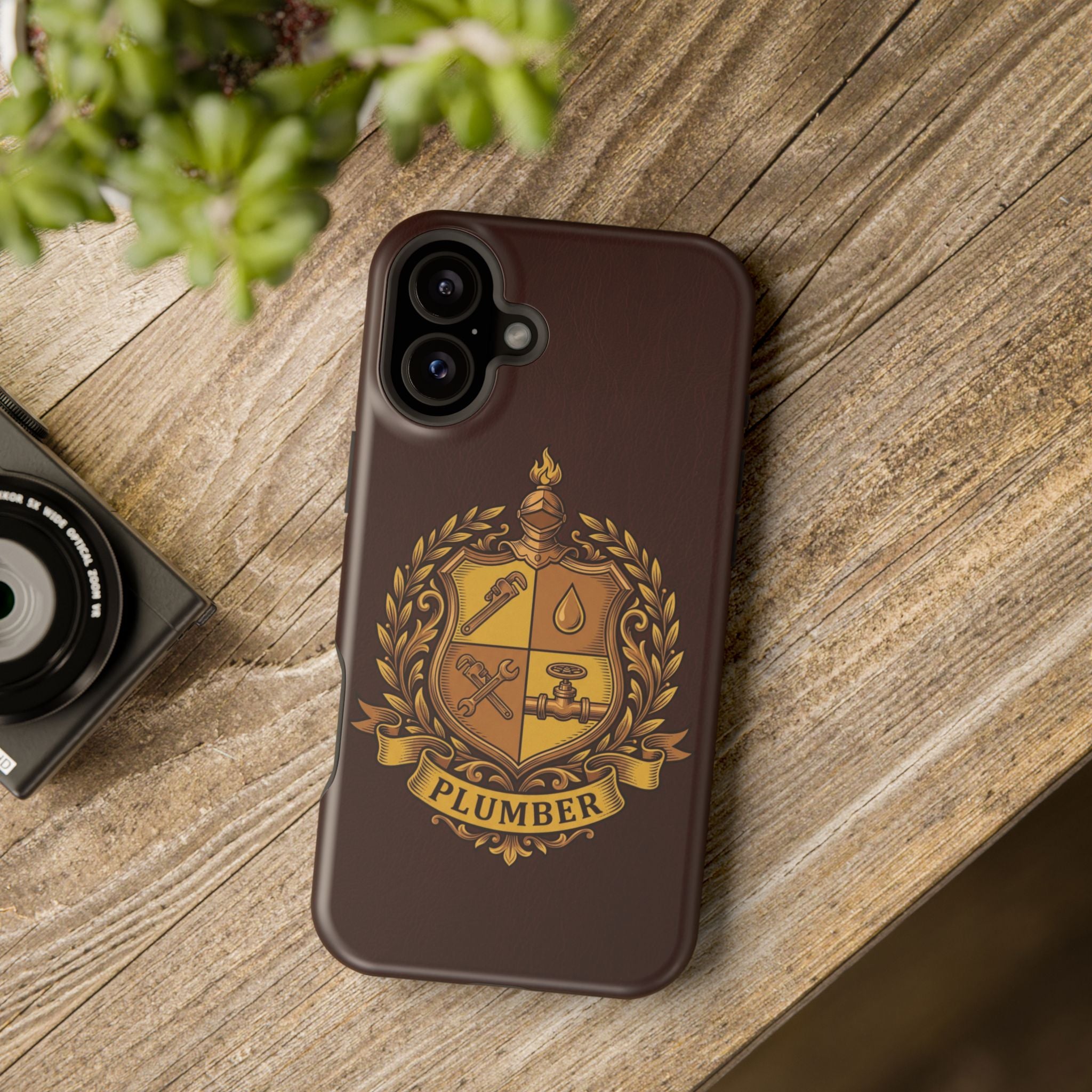 Plumber Crest Phone Case — Heraldic Shield Wireless Charging Cover