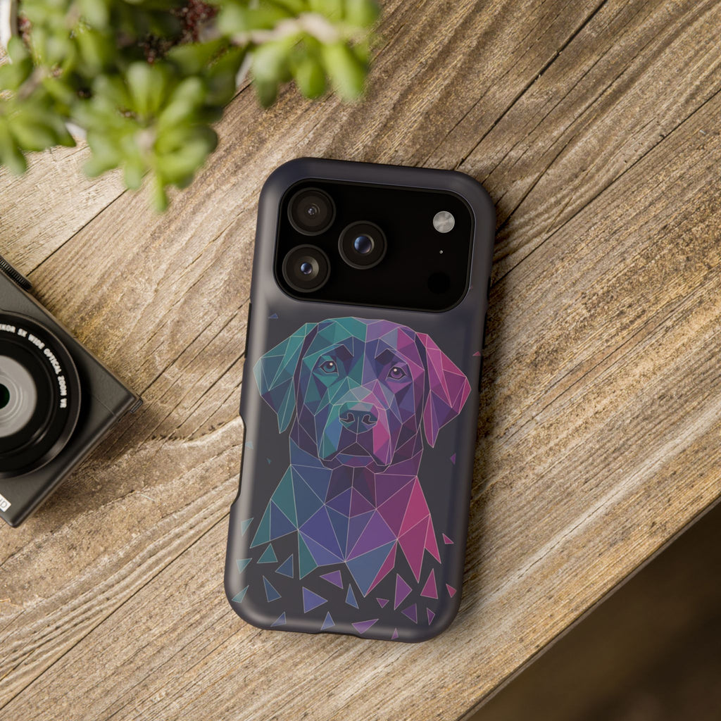 Geometric Labrador Phone Case — Tough Magnetic Case with Wireless Charging